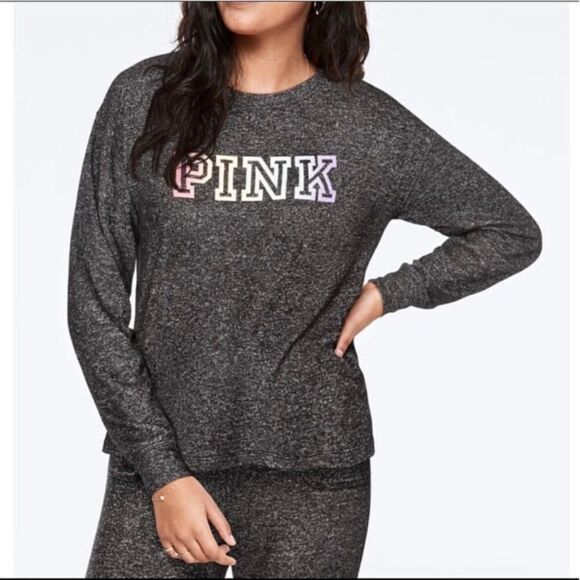 PINK Victoria's Secret Ombre Rainbow Sleep Top- Size Large - Picture 1 of 8